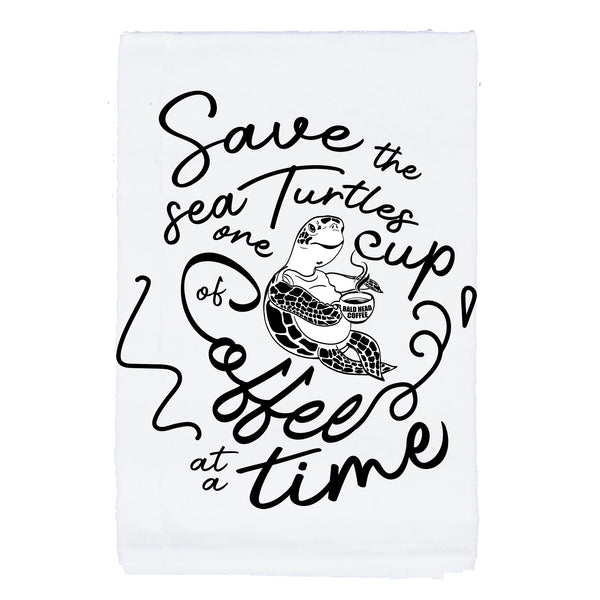 Save The Sea Turtles One Cup of Coffee at a time Kitchen Towel