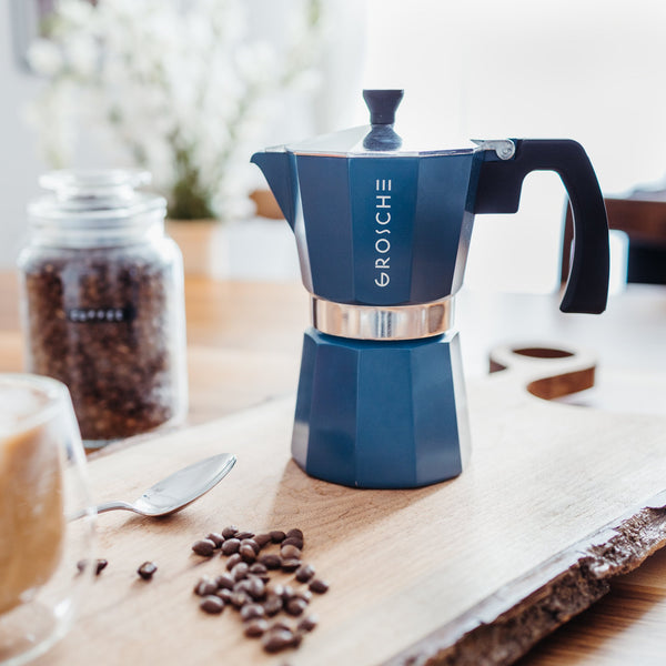 Stovetop Espresso Moka Coffee Maker: Milano Blue cup – Bald